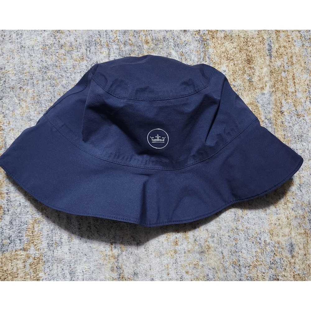 Peter Millar Men's Golf Bucket Hat Navy Blue Crown Logo Wide Brim Sun Cap OS
